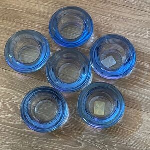 Crate&Barrel Azure Glass Candle Holders 6 pieces